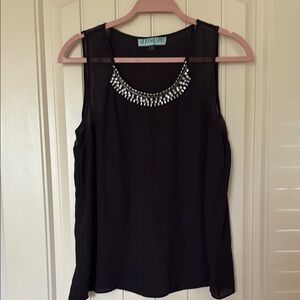 Dina Be Black Embellished Sleeveless Tank Top